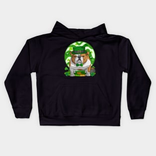 English Bulldog Dog St Patricks Day Irish Leprechaun Kids Hoodie